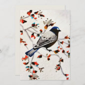 ゴールド ラスティック スノーフレーク ウィンター バード シーズンカード (正面/裏面)