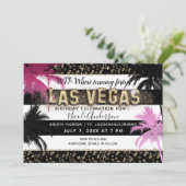 ゴールド ラスベガス グリッター パーム ツリー 誕生日パーティー 招待状 (スタンド正面)