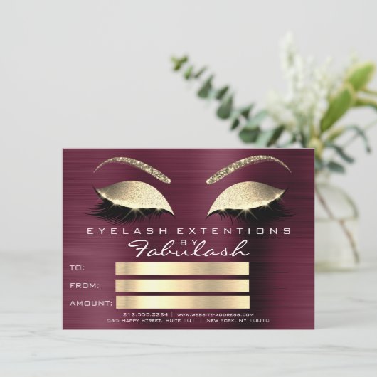 ゴールド ラッシュ エクステンション メイクアップ 証明書 ギフト (スタンド正面)