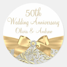 ゴールド リボン 葉 白 50周年 結婚記念日