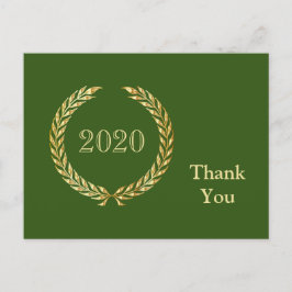 ゴールド リース 卒業 ありがとう 緑 ポストカード