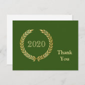 ゴールド リース 卒業 ありがとう 緑 ポストカード (正面/裏面)