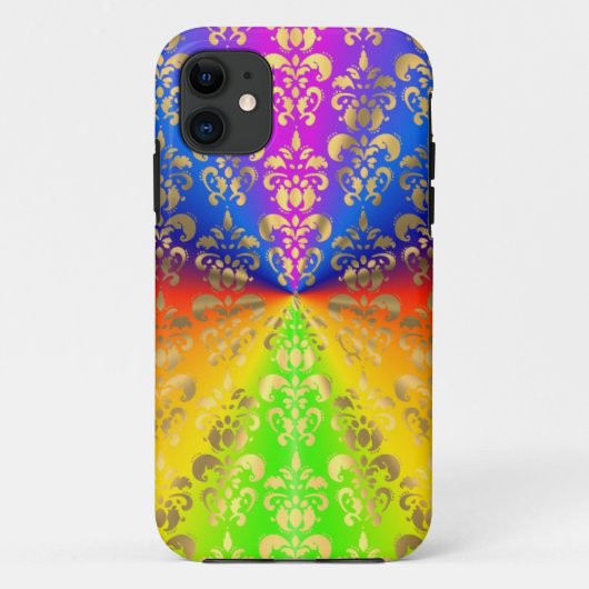 ゴールド レインボー ダマスク Case-Mate iPhoneケース (裏面)