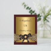 ゴールド レオパード コーヒー ブラウン ブラック 50歳の誕生日 3 招待状 (スタンド正面)