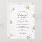 ゴールド＆レッドのクリスマス リハーサルディナー招待状 招待状 (正面)