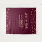 ゴールド＆レッドのコンフェッティクラス再会パーティーの背景 タペストリー (正面(横))