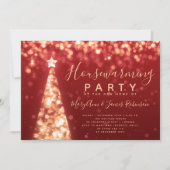 ゴールド＆レッドの新築祝いパーティー クリスマスホリデー 招待状 (正面)