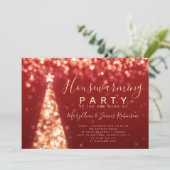 ゴールド＆レッドの新築祝いパーティー クリスマスホリデー 招待状 (スタンド正面)