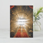 ゴールド レッドカーペット スイート16 クラシックな誕生日 招待状 (スタンド正面)