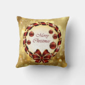 ゴールド&レッドクリスマスリースとBow & Snowflake クッション (裏面)