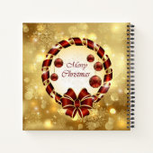 ゴールド&レッドクリスマスリースとBow & Snowflake ノートブック (裏面)