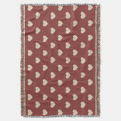 ゴールド レッド クリーム グリッター ハーツ スローブランケット (正面縦)