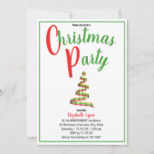 ゴールド、レッド、グリーンのクリスマスパーティー招待状 招待状 (正面)