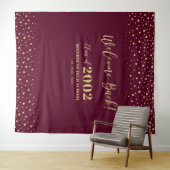 ゴールド＆レッド コンフェッティ クラス リユニオン パーティー 背景 タペストリー (インサイチュ(横))