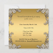 ゴールド レッド パーティー 招待状 花枠 (裏面)