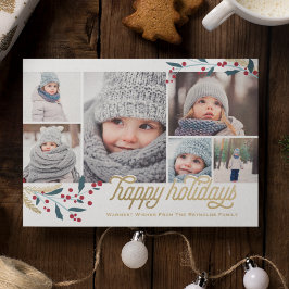 ゴールド レッド ベリー 6 フォト コラージュ シーズンカード