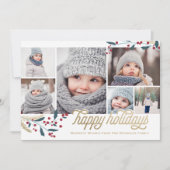 ゴールド レッド ベリー 6 フォト コラージュ シーズンカード (正面)