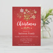 ゴールド＆レッド ラグジュアリー スタイル クリスマスパーティ 招待状 (スタンド正面)