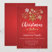 ゴールド＆レッド ラグジュアリー スタイル クリスマスパーティ 招待状 (正面/裏面)