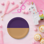 ゴールド＆ロイヤルパープルストライプ誕生日パーティー ペーパープレート (パーティー)