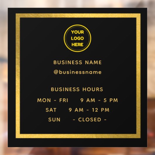 ゴールド || ロゴ付き営業時間 ビジネスアワー ウィンドウフィルム ウィンドウサイン (シート2)