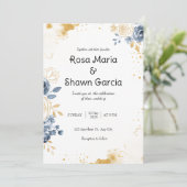 ゴールド ロマンティック フラワーの結婚式招待状 招待状 (スタンド正面)