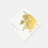 ゴールド ローズ フェイク フォイル エレガント モダン フラワーズ ウェディング スタンダードカクテルナプキン (角)
