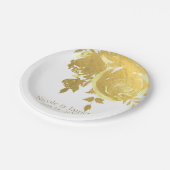 ゴールド ローズ フェイク フォイル エレガント モダン フラワーズ ウェディング ペーパープレート (アングル)