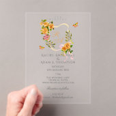 ゴールド ローズ リボン モノグラム 結婚式 招待状 (インサイチュ (ポータブル))