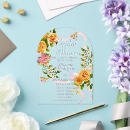 ゴールド ローズ ロマンティックス ブライダル アクリル 招待状