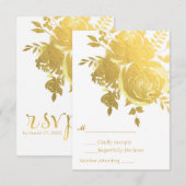 ゴールド ローズ 偽の箔 エレガント モダン ウェディング RSVP (正面/裏面)
