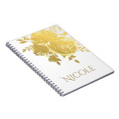ゴールド ローズ 偽の箔 エレガント モダン フラワー グラム ノートブック (右側)