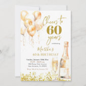 ゴールド ワイン チェアーズ 女性 大人 誕生日 招待状 (正面)