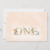 ゴールド ワン ディバイダー フラワーファーム 動物 1歳 誕生日 招待状 (裏面)