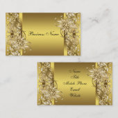 ゴールド ヴィクトリアン フラワー エレガント ゴールド 名刺 (正面/裏面)
