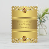 ゴールド ヴィクトリアン フラワー ゴールド 50周年記念 招待状 (スタンド正面)