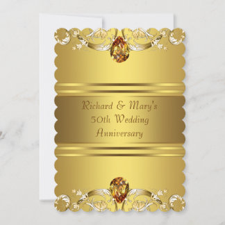 ゴールド ヴィクトリアン フラワー ゴールド 50周年記念 招待状