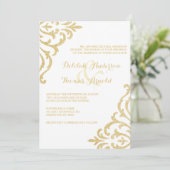 ゴールド ヴィンテージ グラマー エレガンス ウェディング 招待状 (スタンド正面)