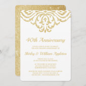 ゴールド ヴィンテージ グラム エレガント 40周年 結婚記念日 招待状 (正面/裏面)