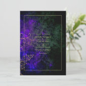 ゴールド ヴィンテージ ダマスク ウェディング 招待状 (スタンド正面)