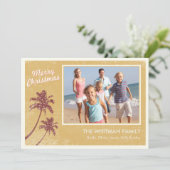 ゴールド ヴィンテージ ビーチ フォト クリスマス カード (スタンド正面)