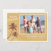 ゴールド ヴィンテージ ビーチ フォト クリスマス カード (正面/裏面)