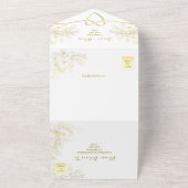 ゴールド ヴィンテージ フラワー ウェディング オールインワン招待状 (外側)