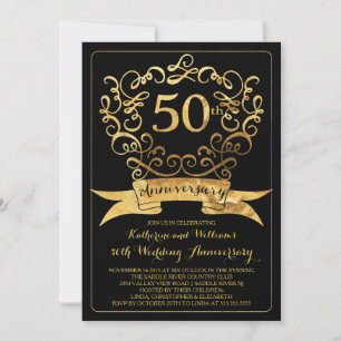 ゴールド ヴィンテージ 50周年 結婚記念日 招待状
