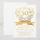 ゴールド ヴィンテージ 50周年 結婚記念日 招待状 (正面/裏面)