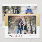 ゴールド ヴェリー メリー フォト ホリデー カード (正面/裏面)