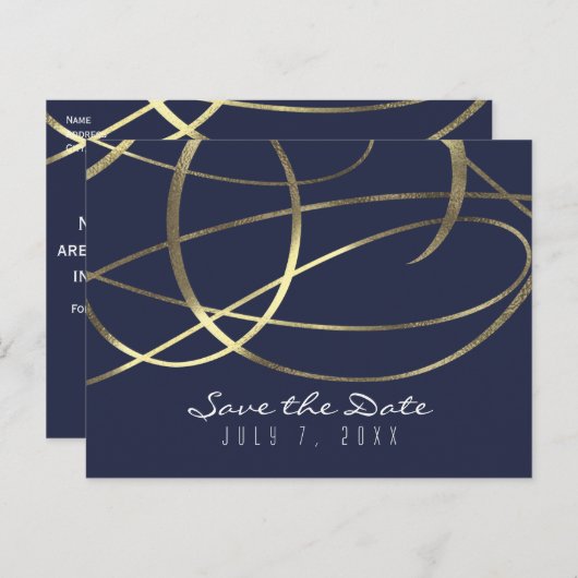 ゴールド 偽箔 あらゆる色 ウェディング セーブ・ザ・デート 案内ポストカード (正面/裏面)
