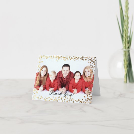 ゴールド 偽 グリッター オンブレ ボケ ありがとう サンキューカード (正面)