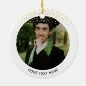 ゴールド | 写真モダン卒業式クリスマスプレゼント セラミックオーナメント (裏面)