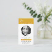 ゴールド |写真モダン白黒QRコード 名刺 (スタンド正面)